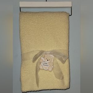 Sunshine Yellow Baby receiving blanket My Cuddly ribbon bow and hanger